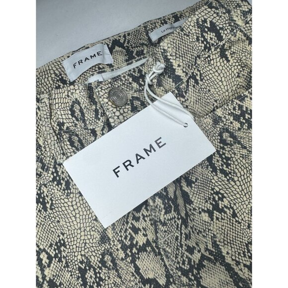 NWT Frame Women’s Size 27 Cream Snake Print Serpent Le High Flare Jeans - Picture 6 of 10